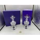 Two Edinburgh Cut Crystal Etched Thistle Large Chr