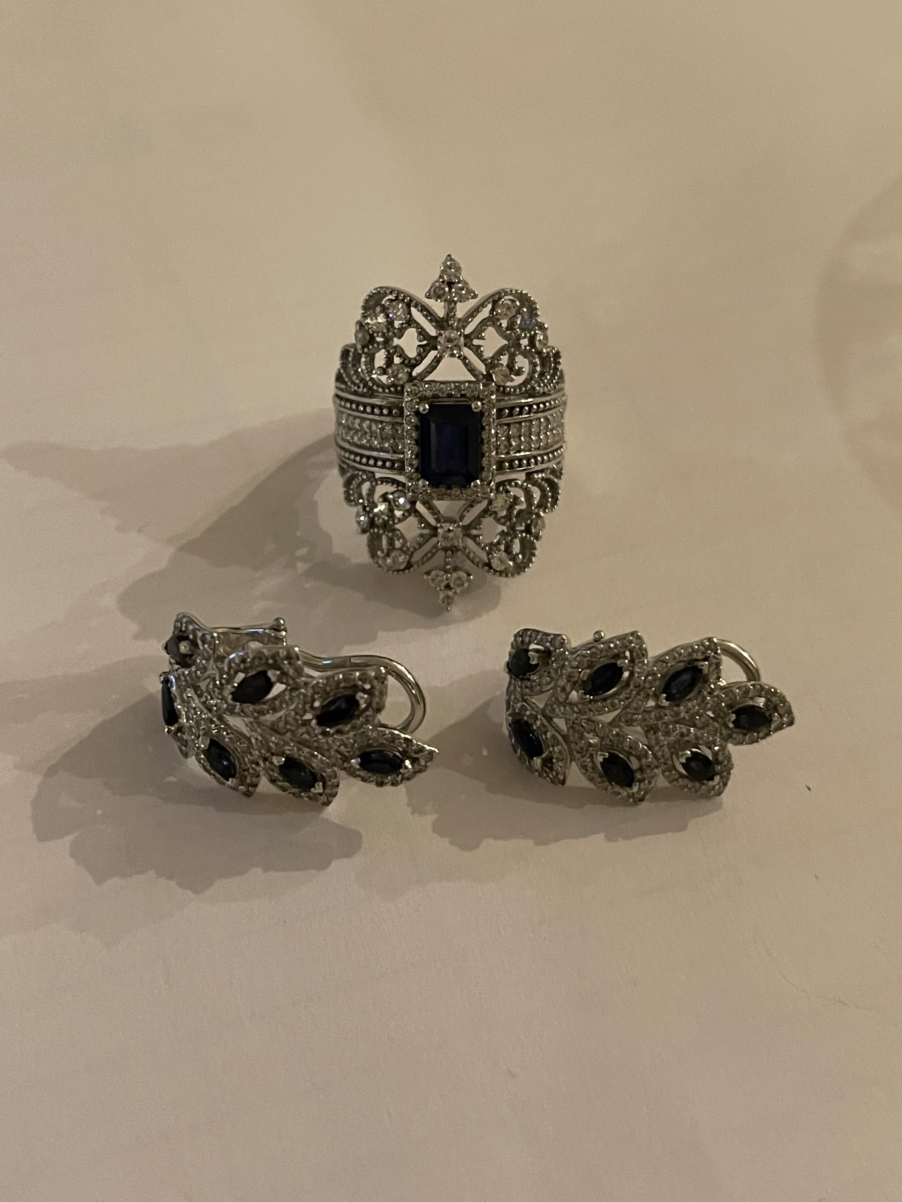 Chinese Hallmarked 14ct Gold Diamond and Sapphire