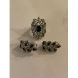 Chinese Hallmarked 14ct Gold Diamond and Sapphire