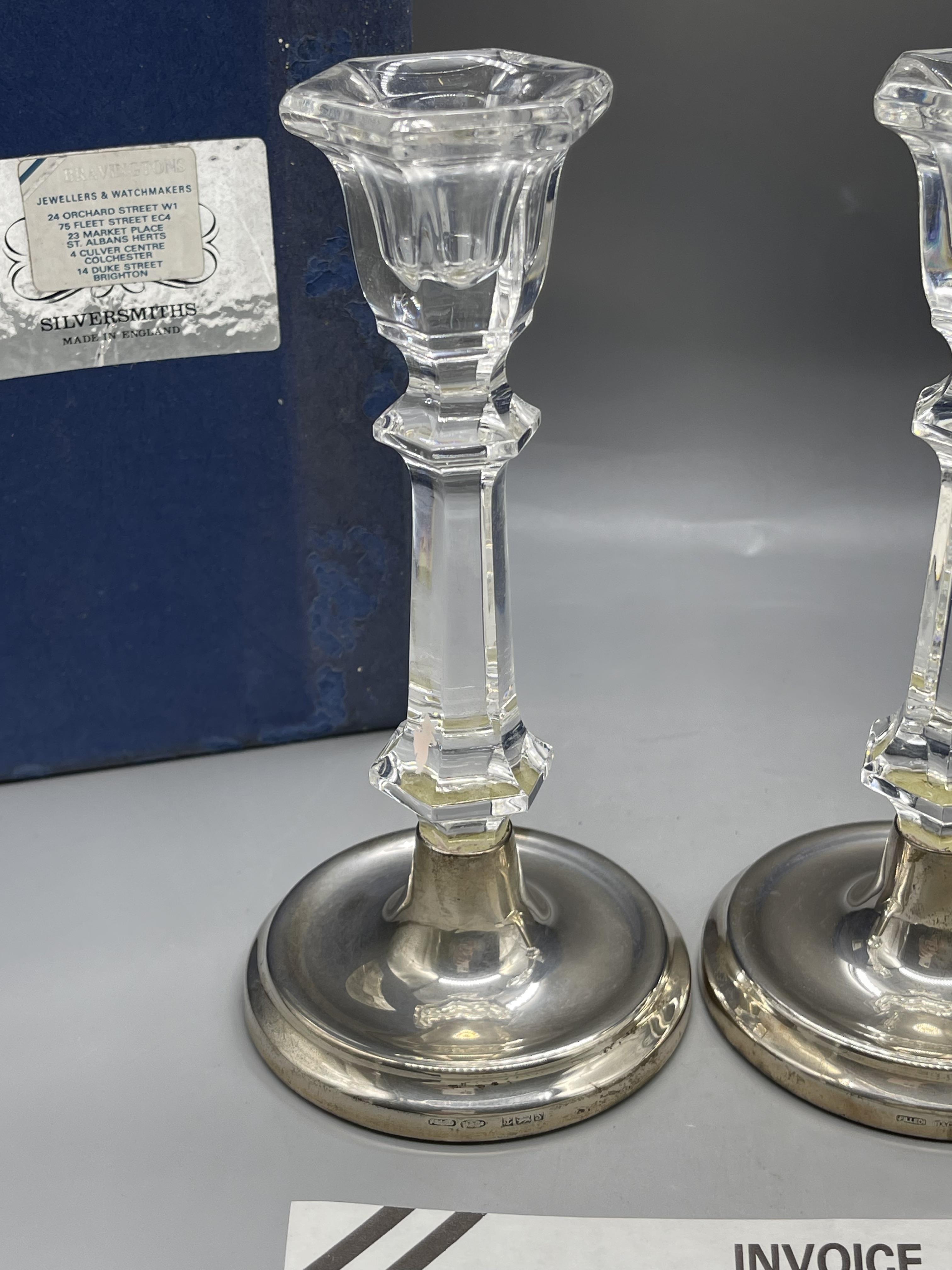 Pair of HM Silver Broadway & Co Candle Sticks. Box - Image 3 of 13