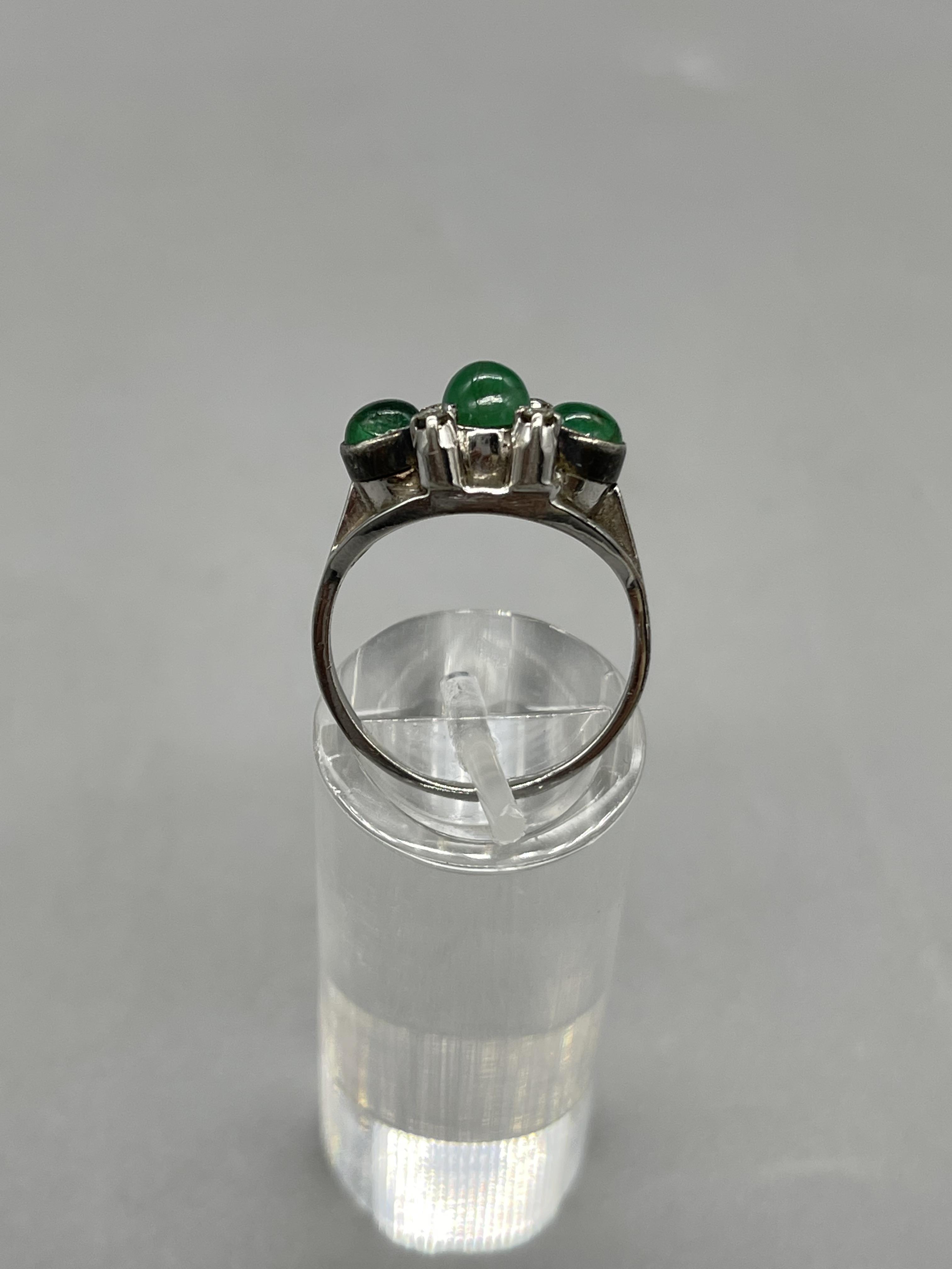 Unhallmarked 9ct White Gold, Green Gemstone Ring, - Image 4 of 9