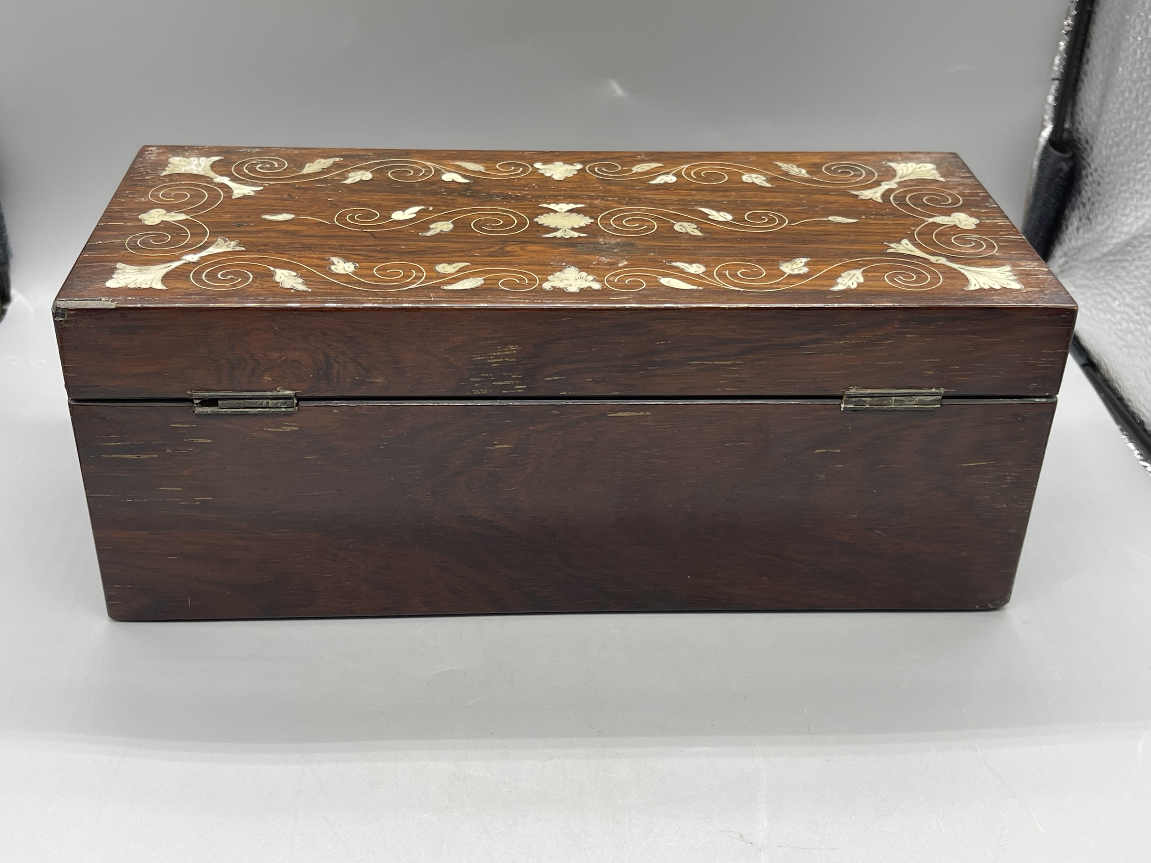 Rosewood Box in lovely condition for age along wit - Image 5 of 13