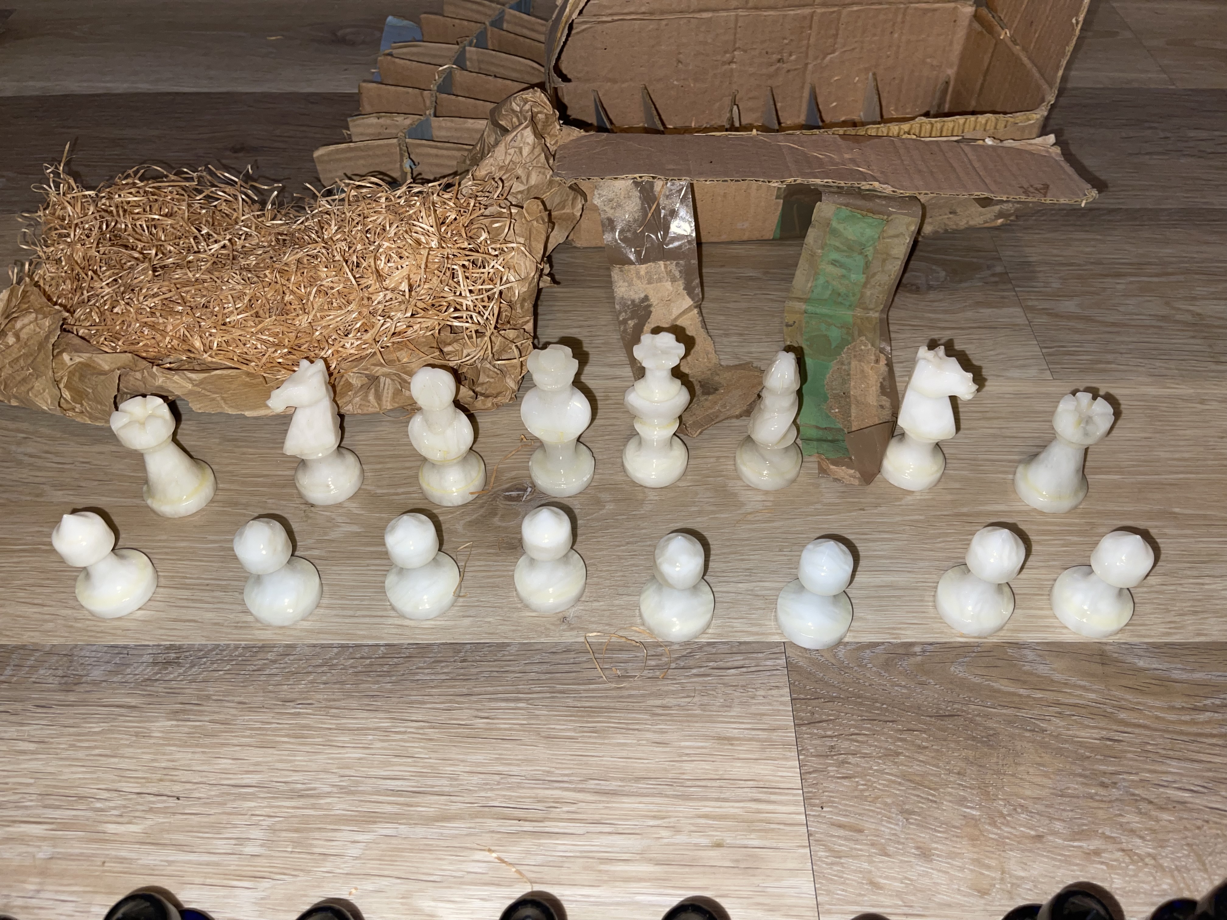 1980's Marble Black and White Chess Pieces, Boxed - Image 2 of 7