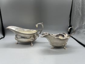 Pair of HM Silver Sauce Boats. Heavy solid silver