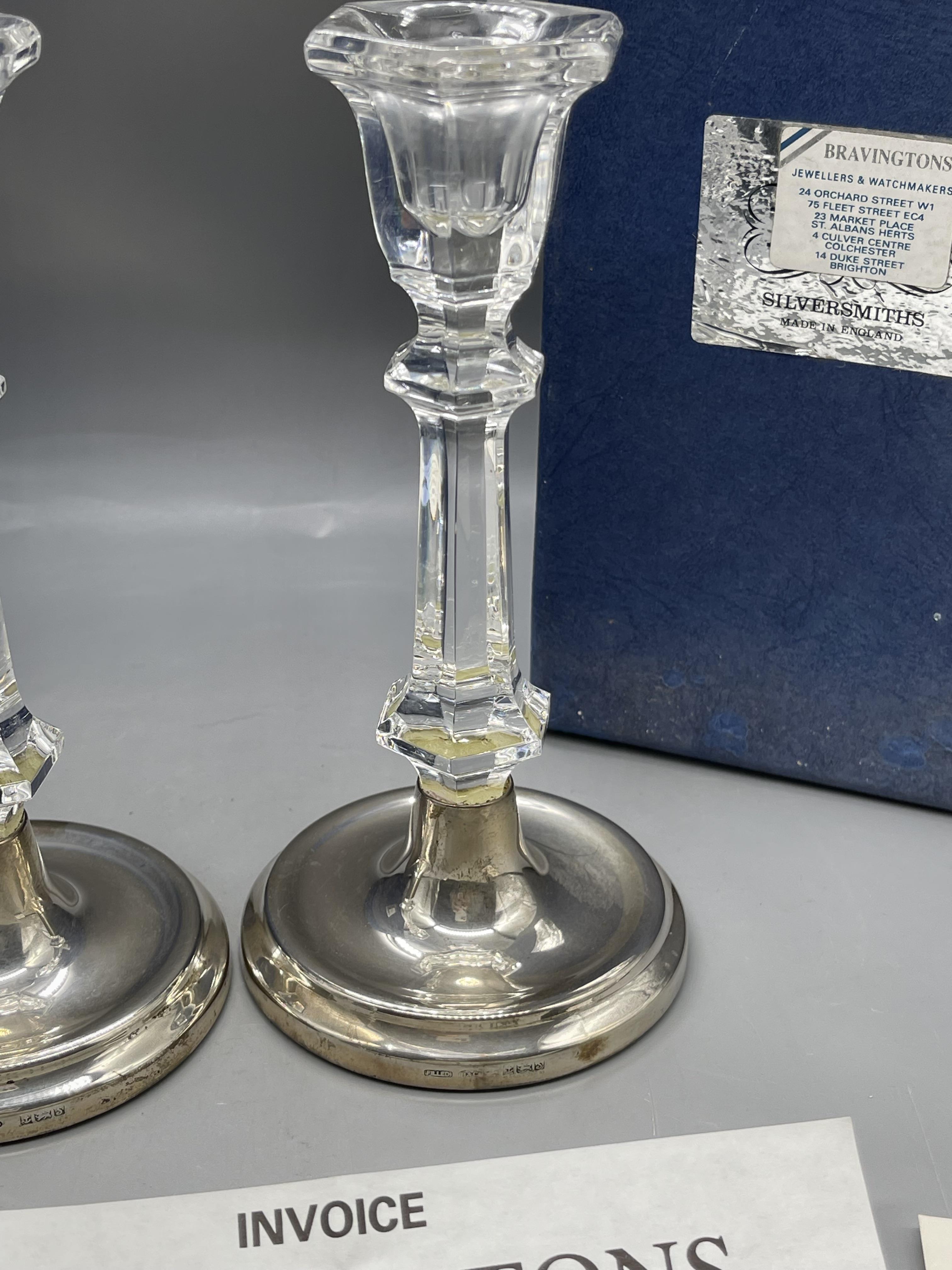 Pair of HM Silver Broadway & Co Candle Sticks. Box - Image 4 of 13