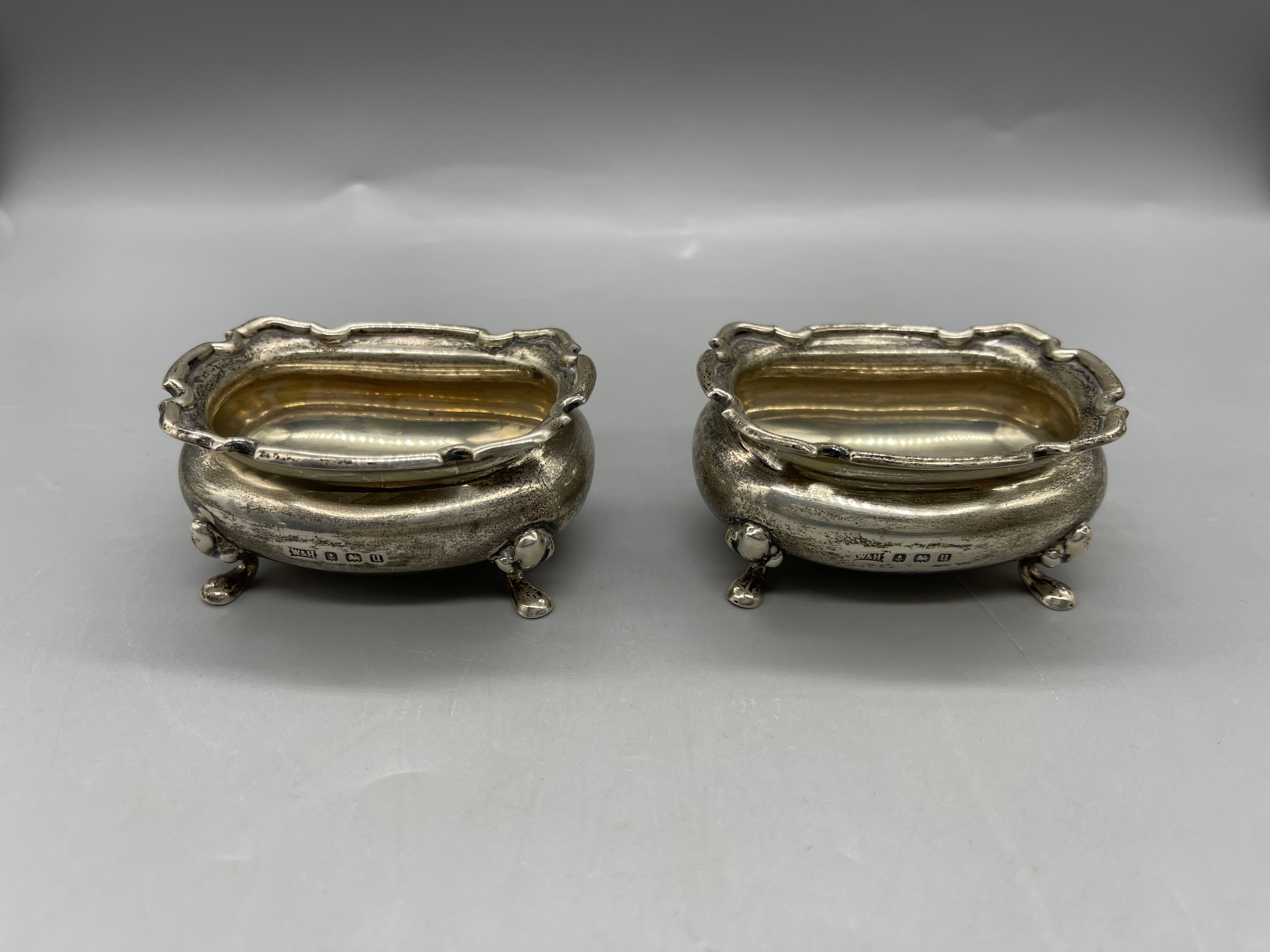 Pair of Solid Silver Hallmarked Mustard Pots. Tota