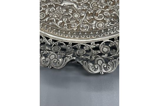 Vintage Asian White Metal Tea Set and Tray, Unhall - Image 9 of 46