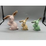 Sylvac Pink, Beige and Green Lop Eared Rabbits All