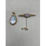 Antique 9ct Gold Opal Pendant and Antique 9ct Opal