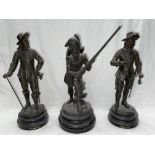 Three Bronze Figures to include Charles 1st - Par