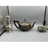 HM Silver Hallmarked Sugar Sifter, Teapot and Thre