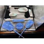 Two Enamel and HM Silver Dressing Sets