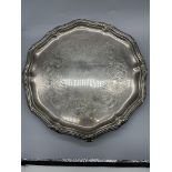 Large Solid HM Silver Tray. Diameter 32cm, total w