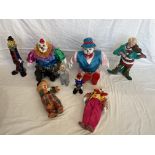 Assortment of clowns, all different sizes and shap