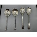 Two Pairs of Solid HM Silver Berry Spoons. Total w