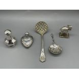 Assortment of HM Silver Items to include perfume b
