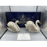 Boxed Royal Crown Derby - The Royal Swans "William