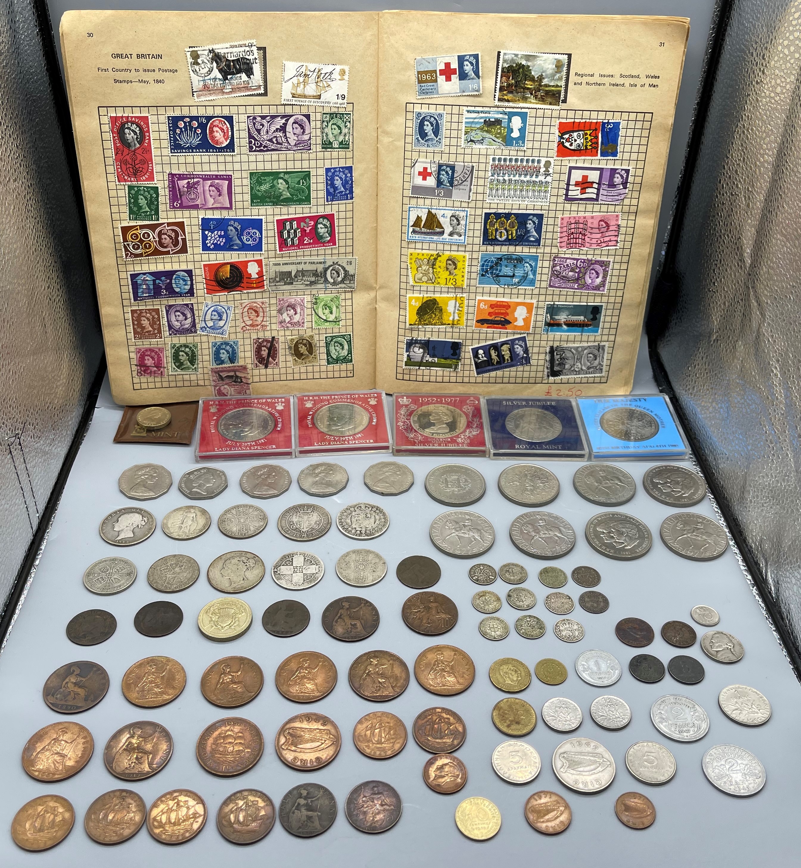 Collection of Coins and Stamps.