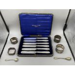 Assorted HM Silver Items to include Silver Handle