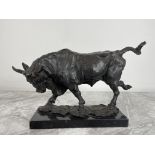 Bronze - Bull, signed GVINO, on marble base.