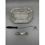 Assorted HM Silver Items to include Tray, Cigar Cu