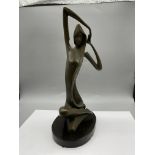 Bronze - Posing Nude Female with Long Hair, signed
