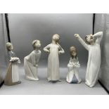 Five Lladro Figurines. Good condition, no damage.