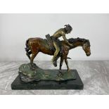 Bronze - Apache on a Horse, signed to base, on mar