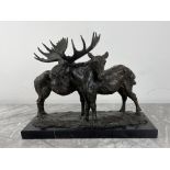 Bronze - Pair of Moose Standing, signed B.C.King,