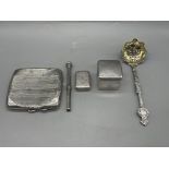 Assorted HM Silver items to include HM Silver Ciga