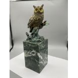 Bronze - Owl, signed Milo, on marble base.