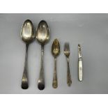 Two HM Silver Spoons along with other HM Silver It