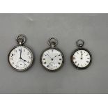 Three HM Silver Fob Watches.