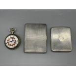 Ajax 1ra Pocket Watch along with Two HM Silver Cig