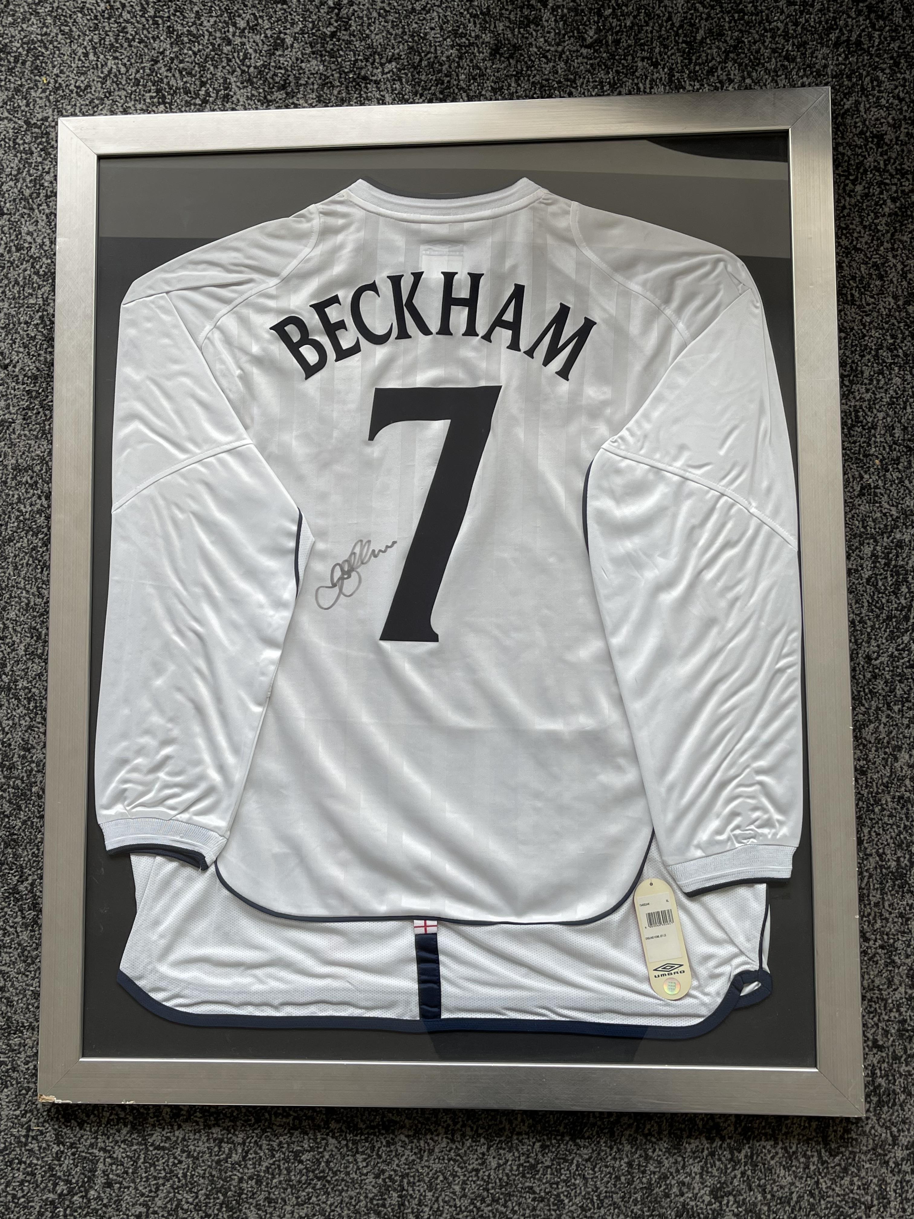 David Beckham - Framed Signed England Shirt with C