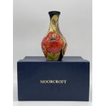 Boxed Moorcroft - Allegro Flame Vase, Signed to th