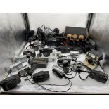 Collection of Vintage Cameras and Video Recorders