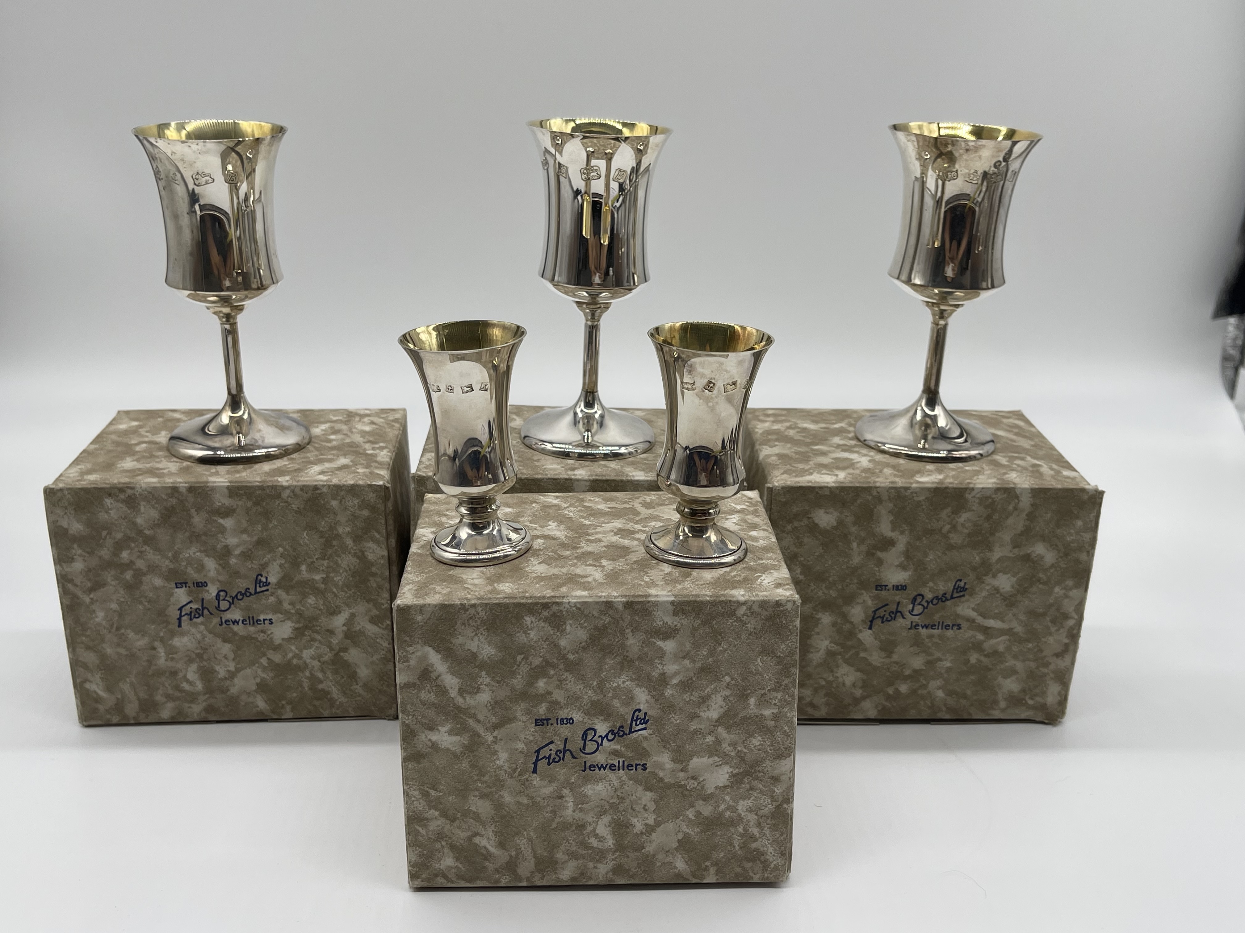 Three and Two Fish and Bros HM Silver Goblets. To - Image 11 of 11