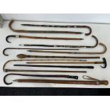 Collection of Thirteen Waling Canes to include HM