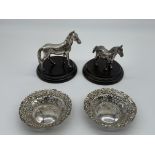 Two HM Silver Horse Figures (filled) along with Tw