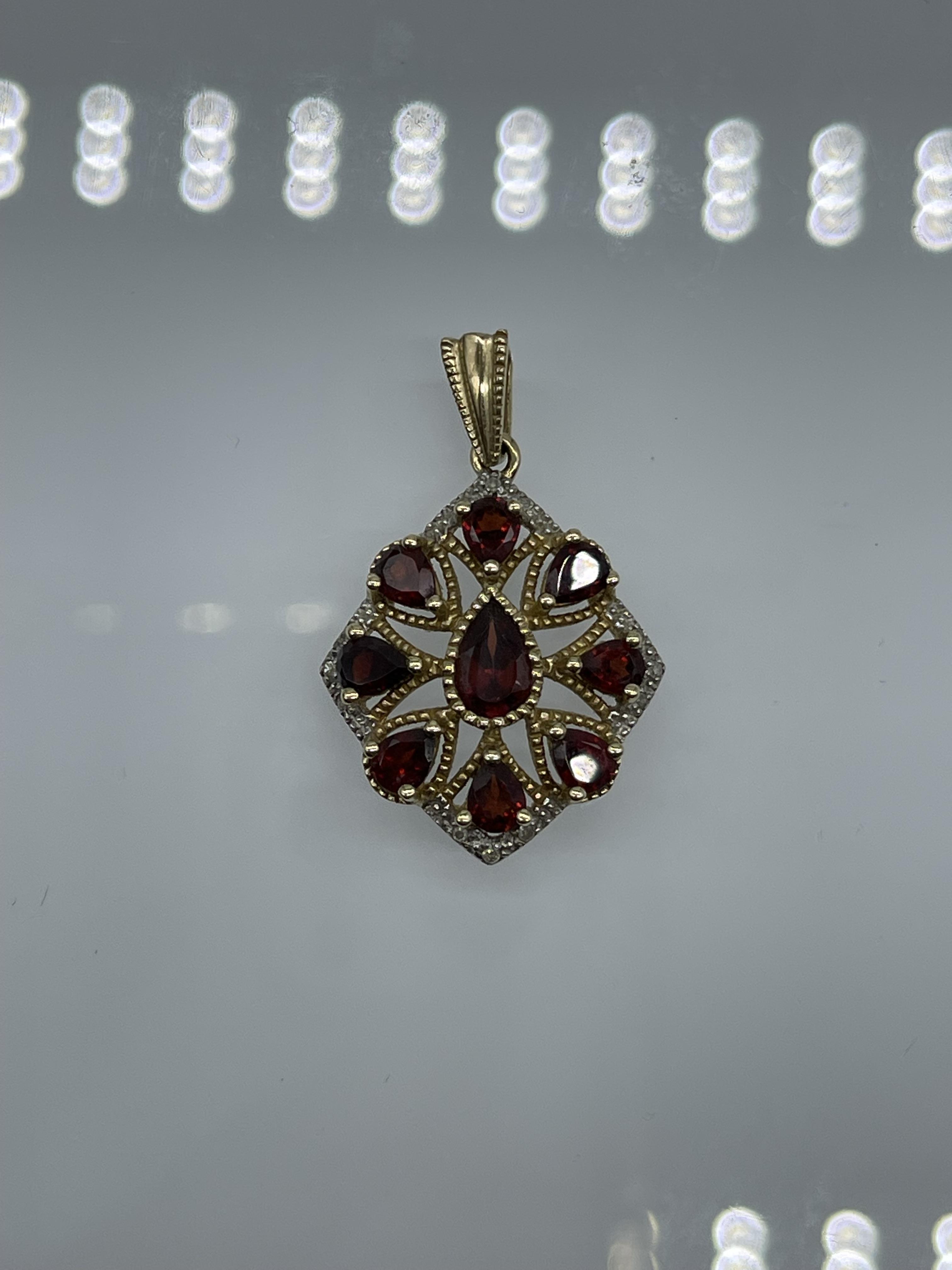 9ct Gold Ruby and Diamond Pendant, and 9ct Gold Op - Image 2 of 7