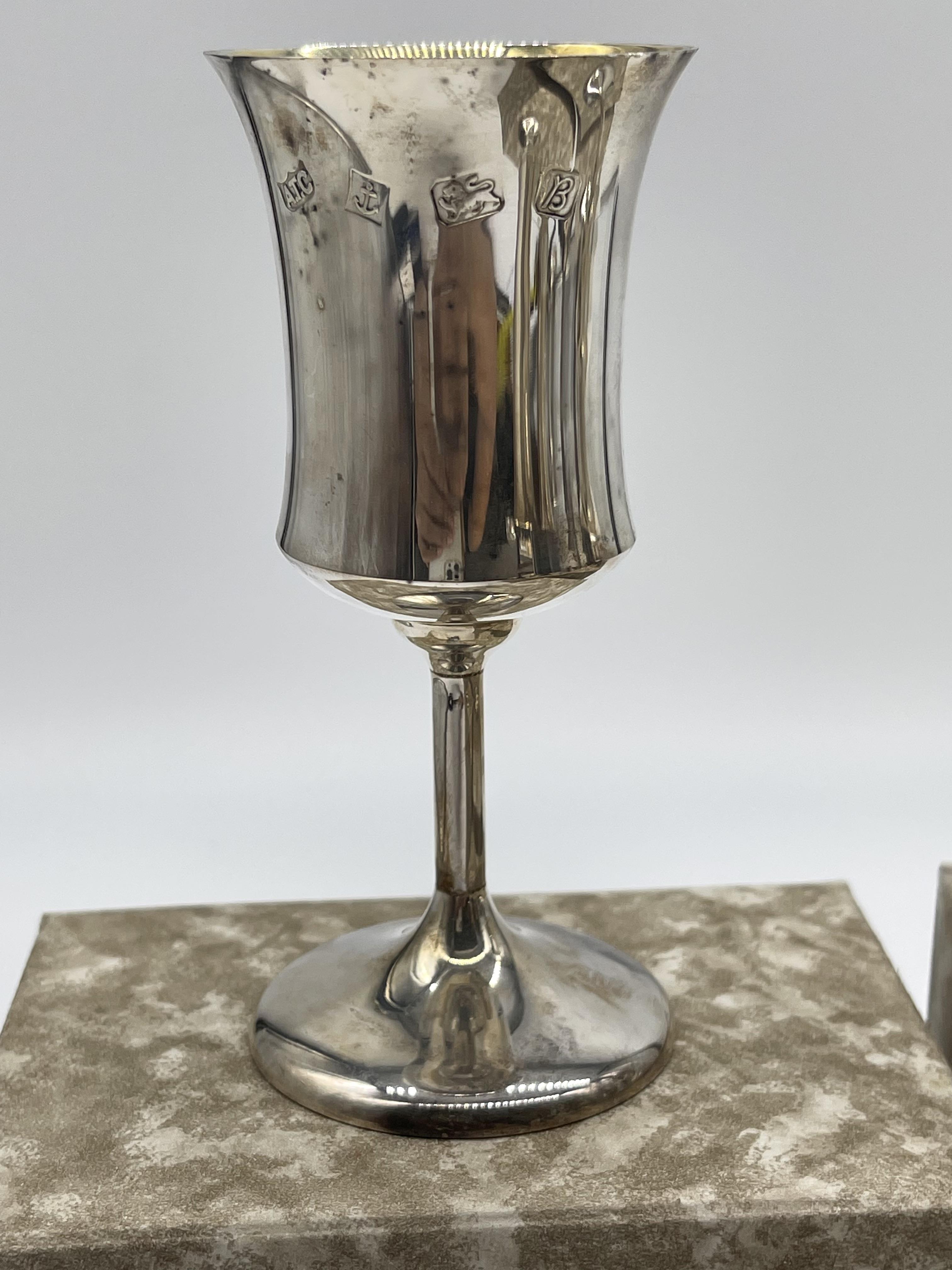 Three and Two Fish and Bros HM Silver Goblets. To - Image 2 of 11