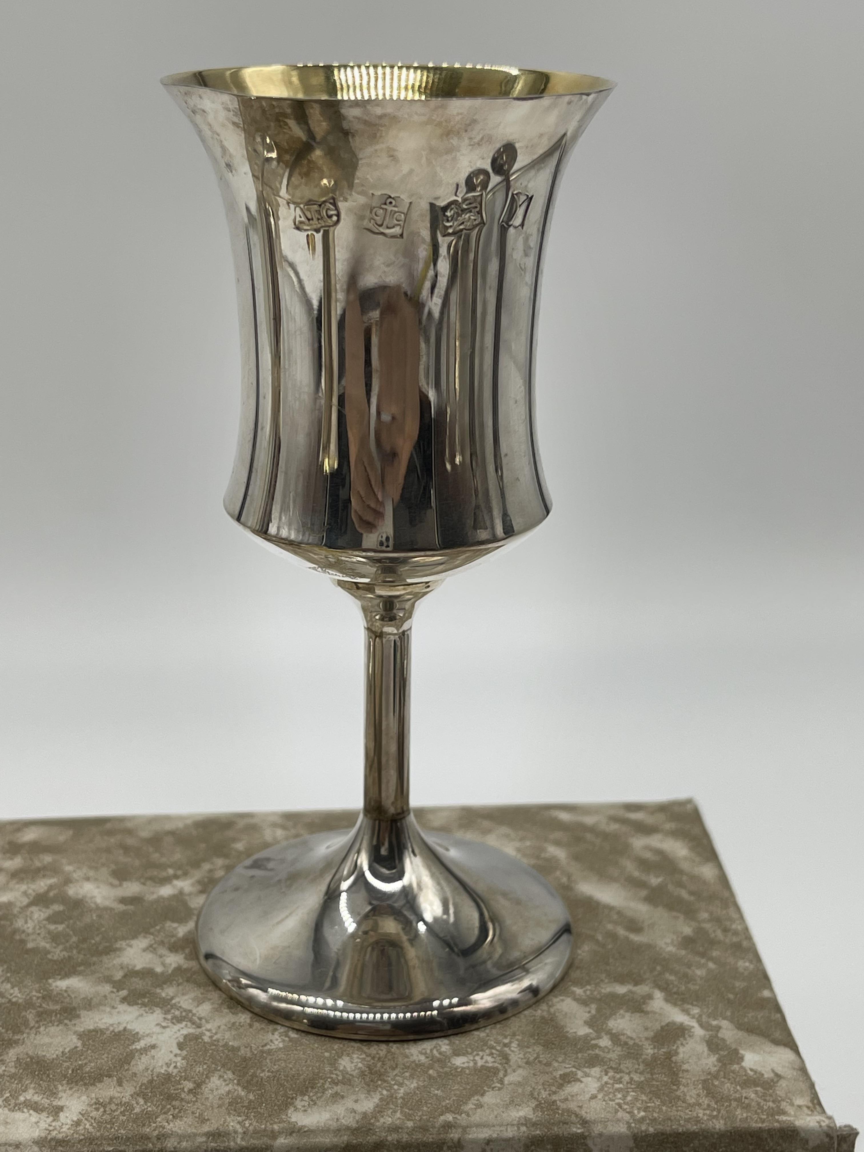 Three and Two Fish and Bros HM Silver Goblets. To - Image 6 of 11