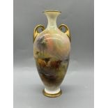 Royal Worcester Twin Handled Porcelain Vase signed