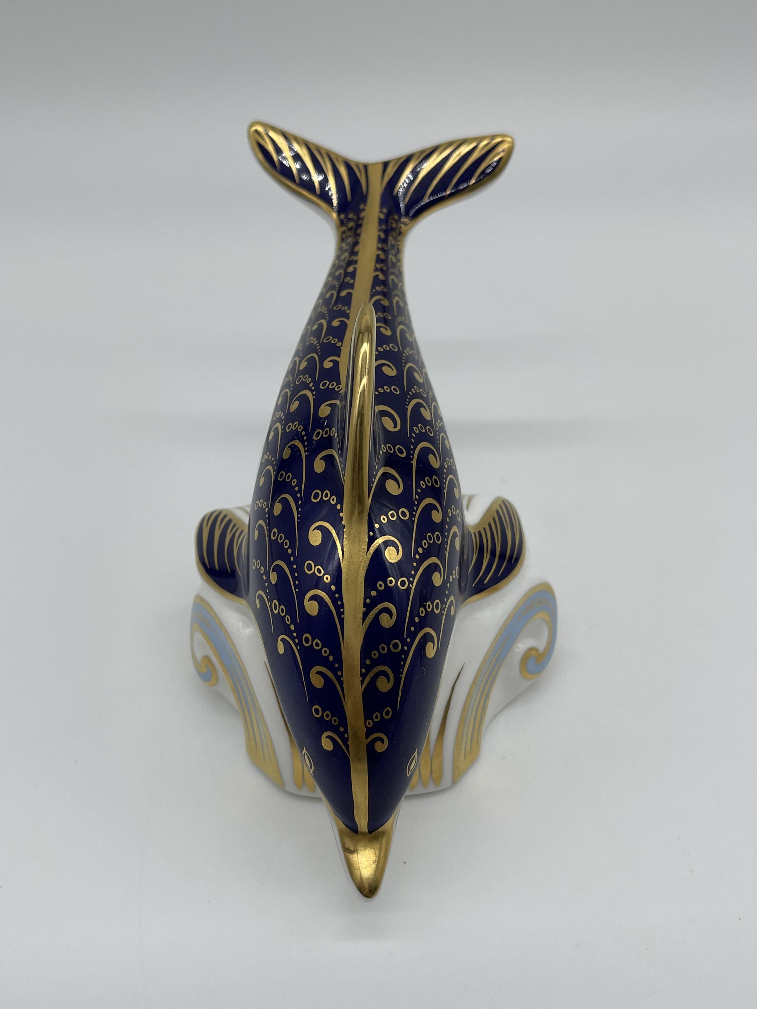 Royal Crown Derby - Blue Dolphin, and Royal Crown - Image 3 of 13