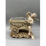 Antique Meissen Cherub with Wheelbarrow. Repair t