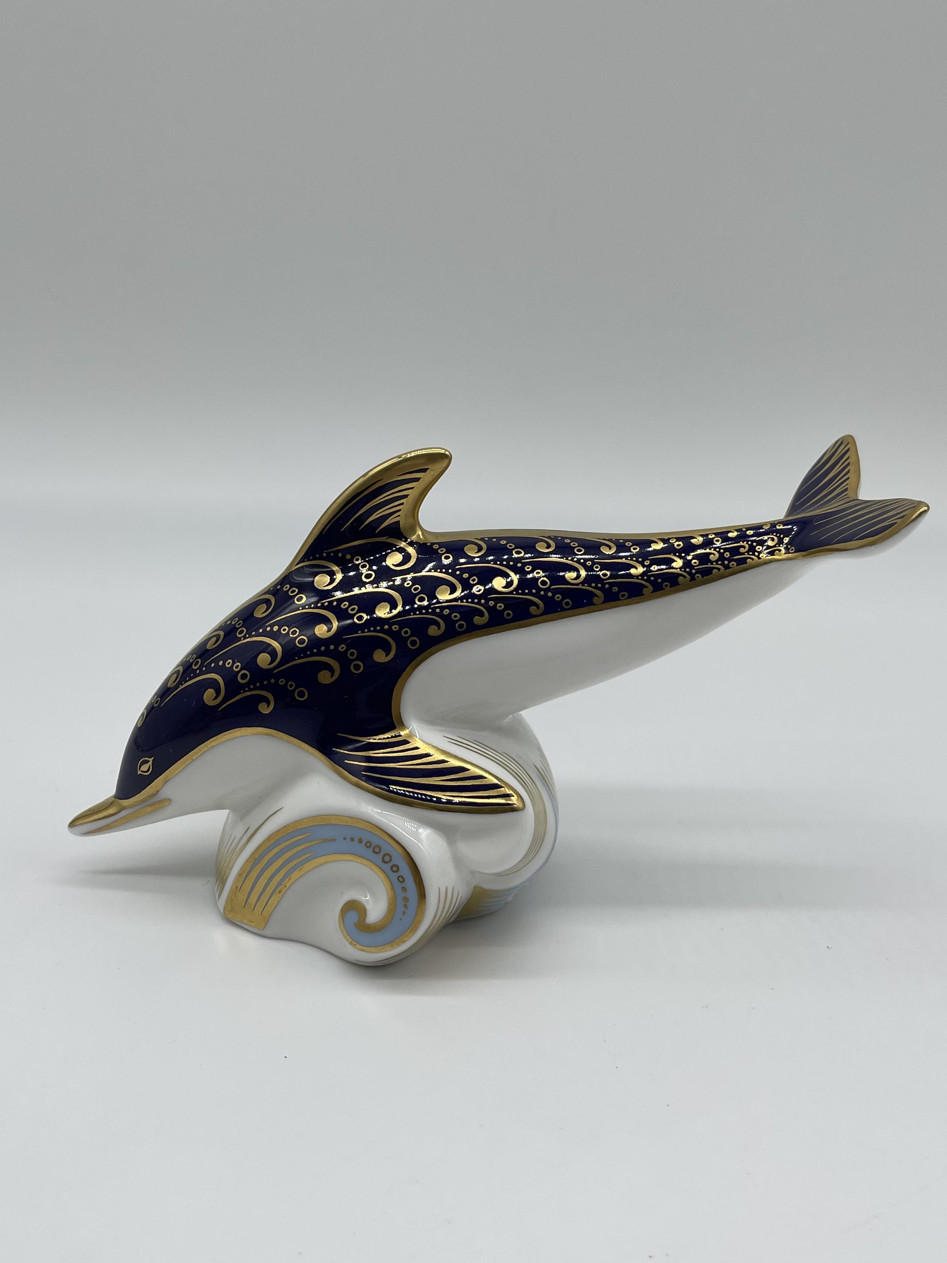 Royal Crown Derby - Blue Dolphin, and Royal Crown - Image 2 of 13