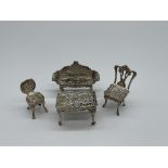 HM Silver Four Piece Dollhouse Set.