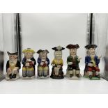 Collection of Six Antique Toby Character Jugs.
