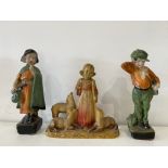 Three Large Vintage Chalk Figures.